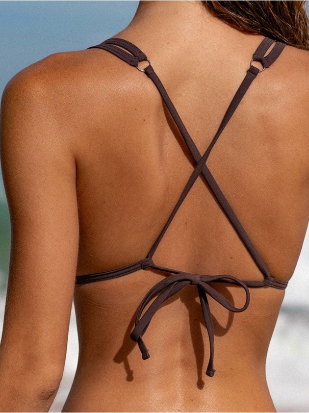 Berlook Dark Coffee Shimmer Triangle Swim Top – Women Swim - Picture 2 of 4